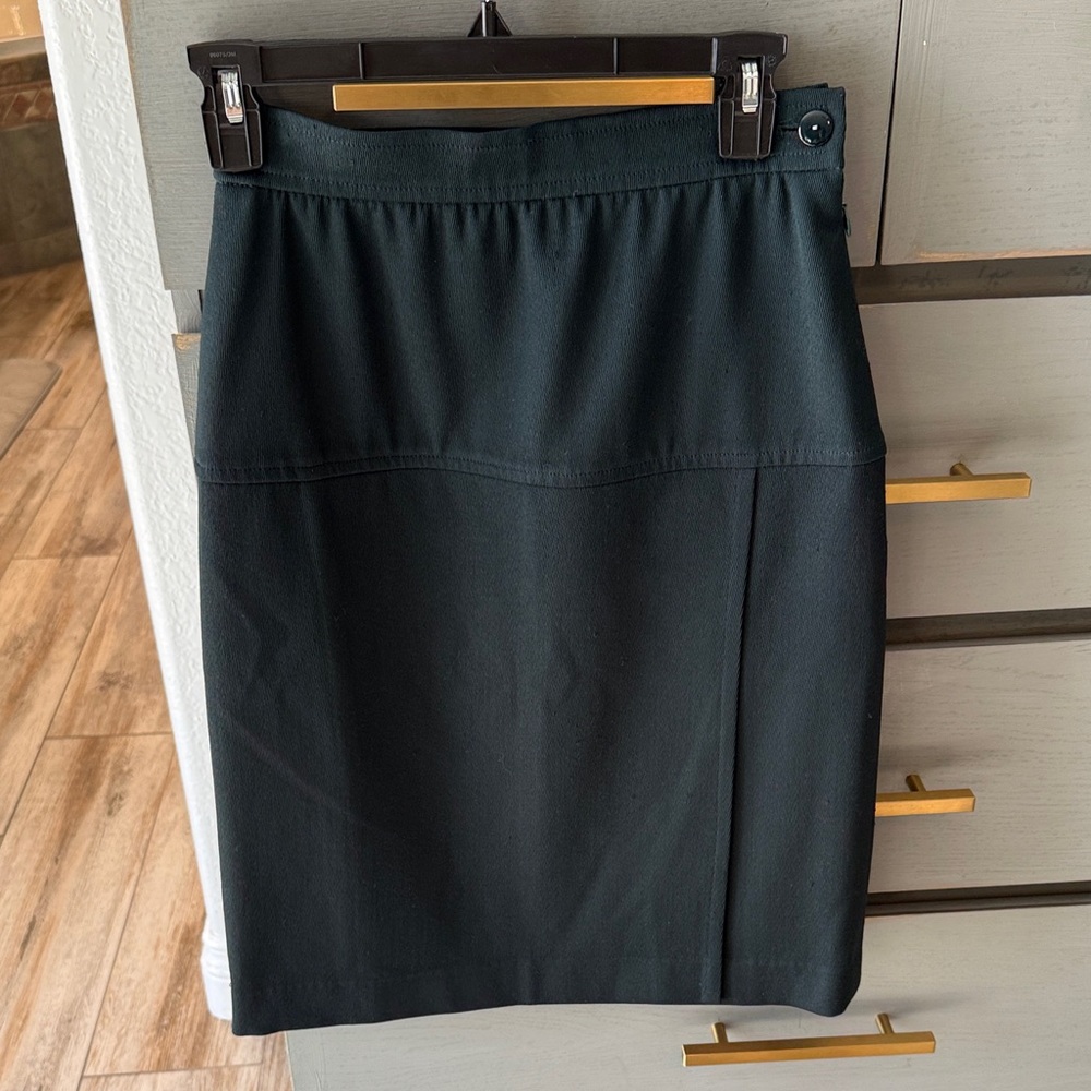 Escada Deep Teal Pencil Skirt with Side Button Detail